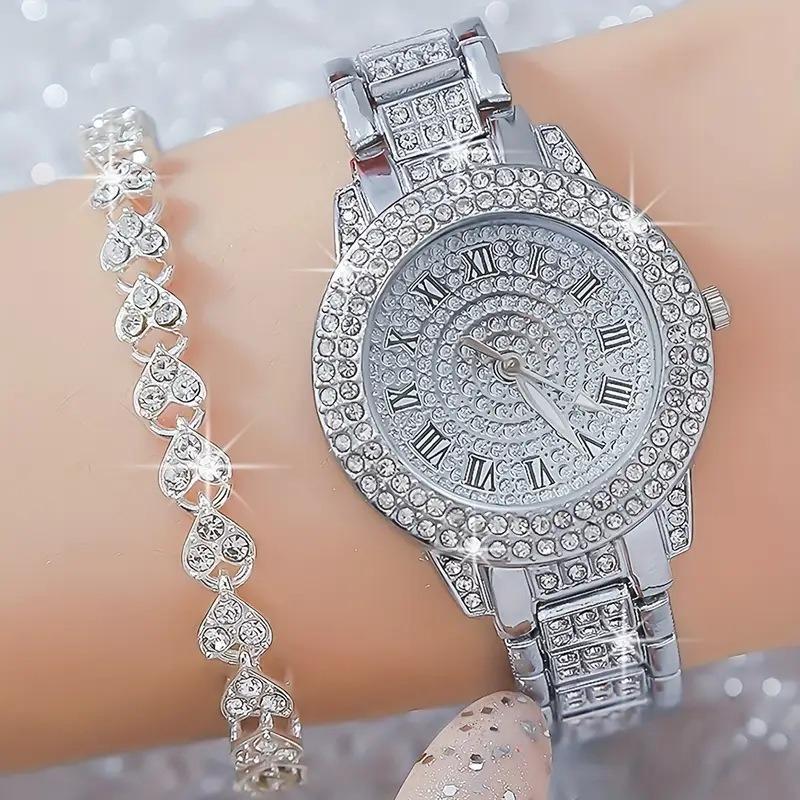 Ladies Watch Diamond Jewelry Watch, Women's Watch Quartz Watch Digital Watch Necklace Watch Set