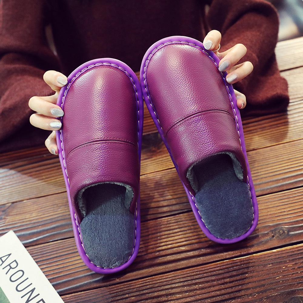 

Женские и мужские домашние тапочки из натуральной кожи - Теплый хлопок из коровьей кожи, утолщенные для осени/зимы 25 (Fits 35-36)