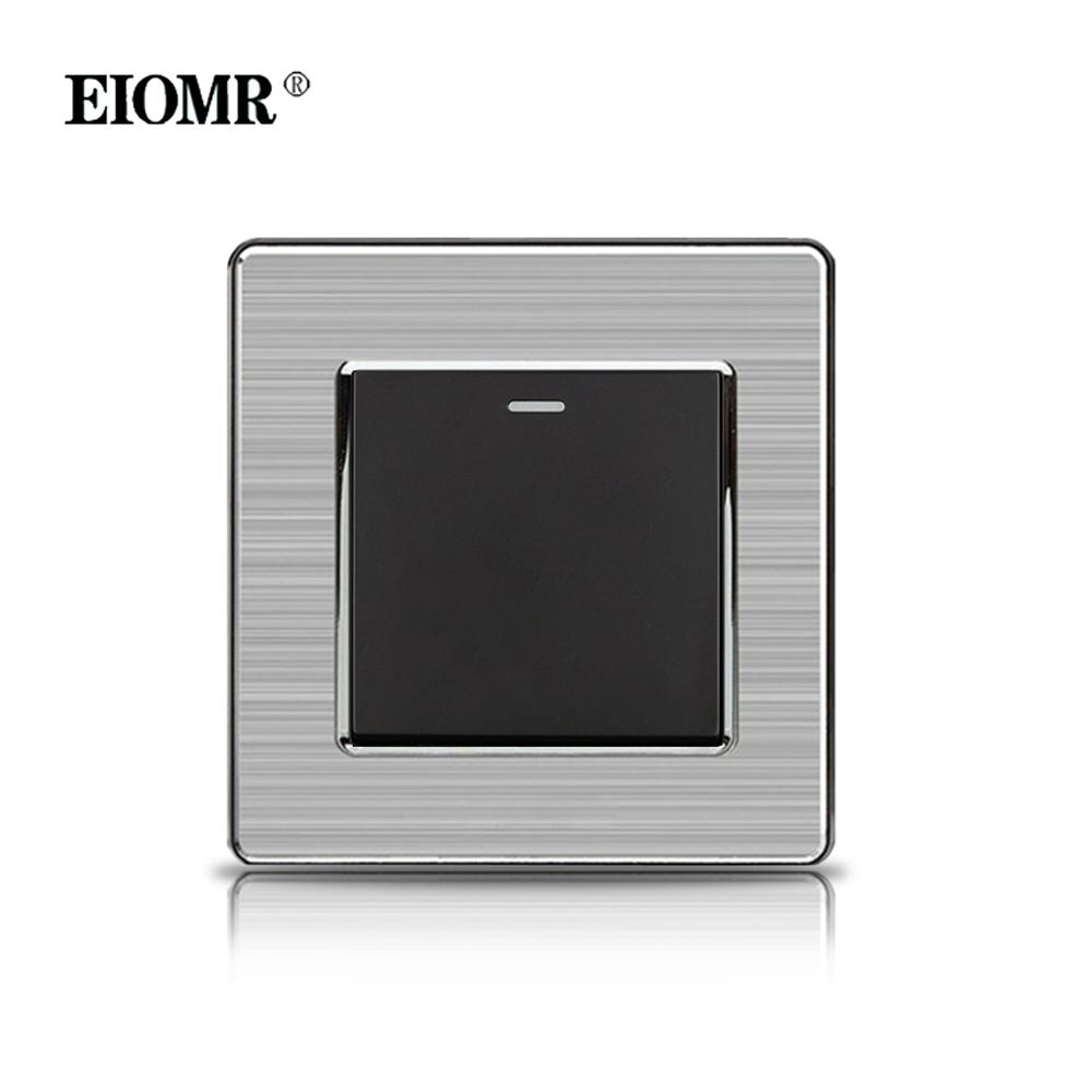 EIOMR 16A Black EU Standard Wall Sockets and Switches Stainless Steel Panel with Children Protective Door with USB Power Outlet