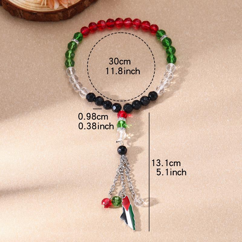 Religious Tokens Country Map Bracelet Muslim Small Bead Acrylic Rosary Beads Worship Bracelet Eid Islamic Prayer Bead