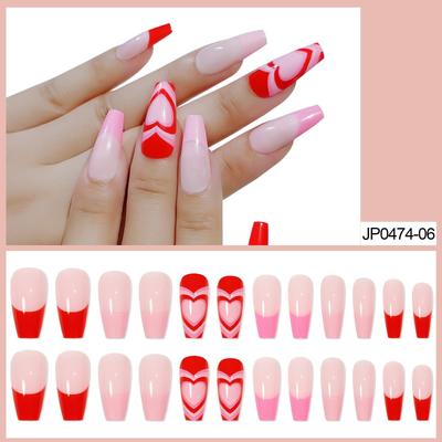 French Peach Heart False Nail Wearing Manicure Finished Fake Nail Nail Patch Nail Patch Removable Nail Patch