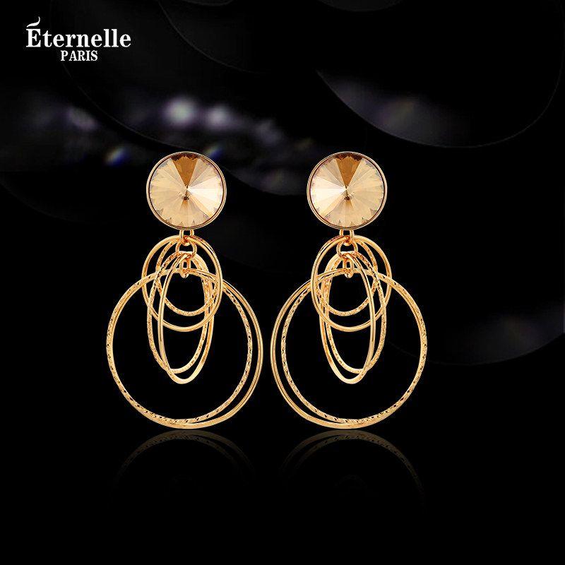 Eternelle French European and American Retro Circle Earrings Champagne Color/Plus Version