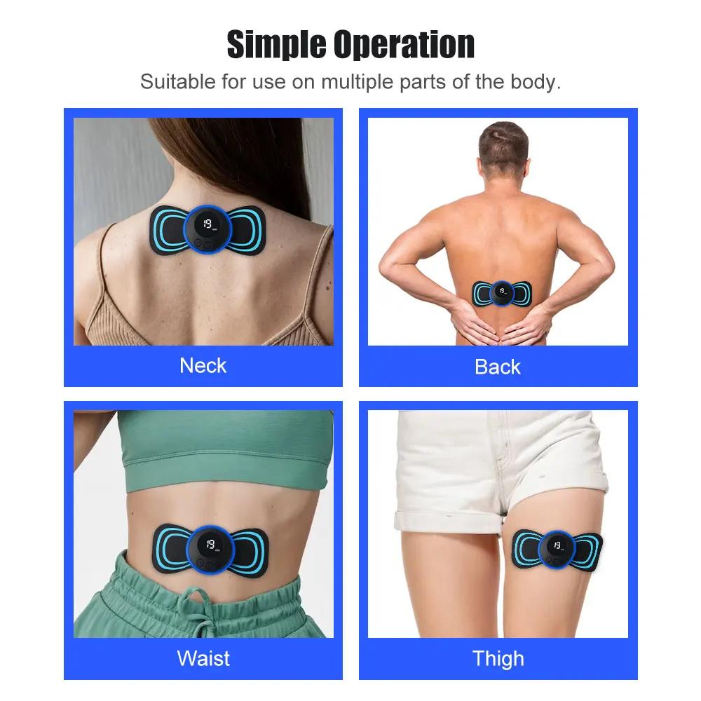 Ems Pulse Neck Massager Sticker Tens Muscle Stimulator Pain Relief Gel Pads for Back Cervical Massageador