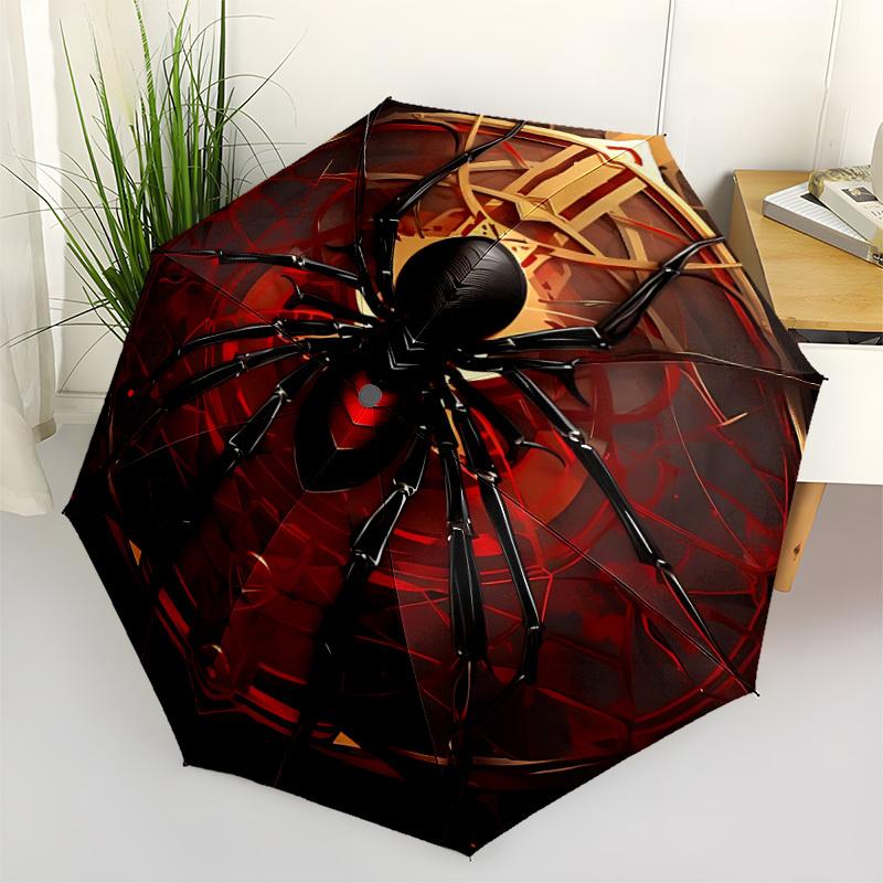 1pc Spider Web Automatic Folding Umbrella, Lightweight Retractable Compact Travel Umbrella, 8-Rib Sturdy Frame013