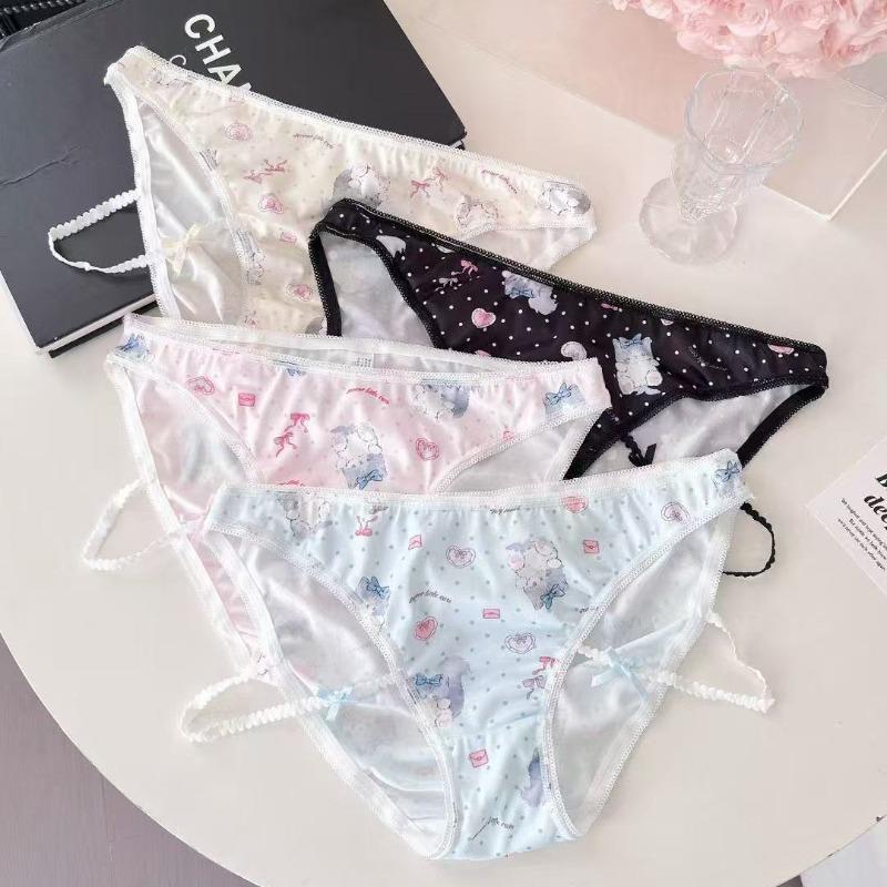 Ladies Spring and Summer Cute Cartoon Printed Ice Silk Low Waist Underwear