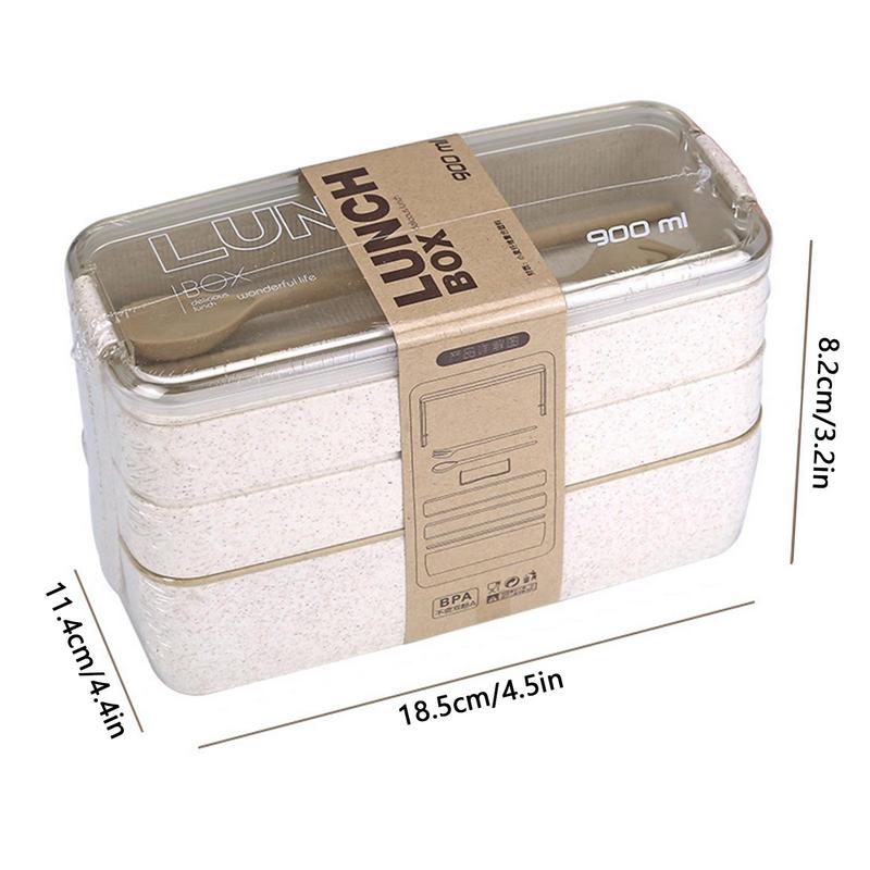 Bento Box for Kids 3 Stackable Lunch Box Leak-proof Portable Lunch Food Container Wheat Straw Food Storage Box Dishwasher