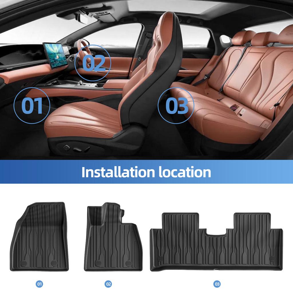 Smabee Right Drive for BYD Seal 2022-2025 Car All -Weather Floor Mats TPE 3D Foot Mat Waterproof Interior Accessories Black