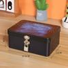 Iron Box with Lock and Key Desktop Storage Box Retro Tinplate Cosmetics ID Storage Household Jewelry Storage Empty Box