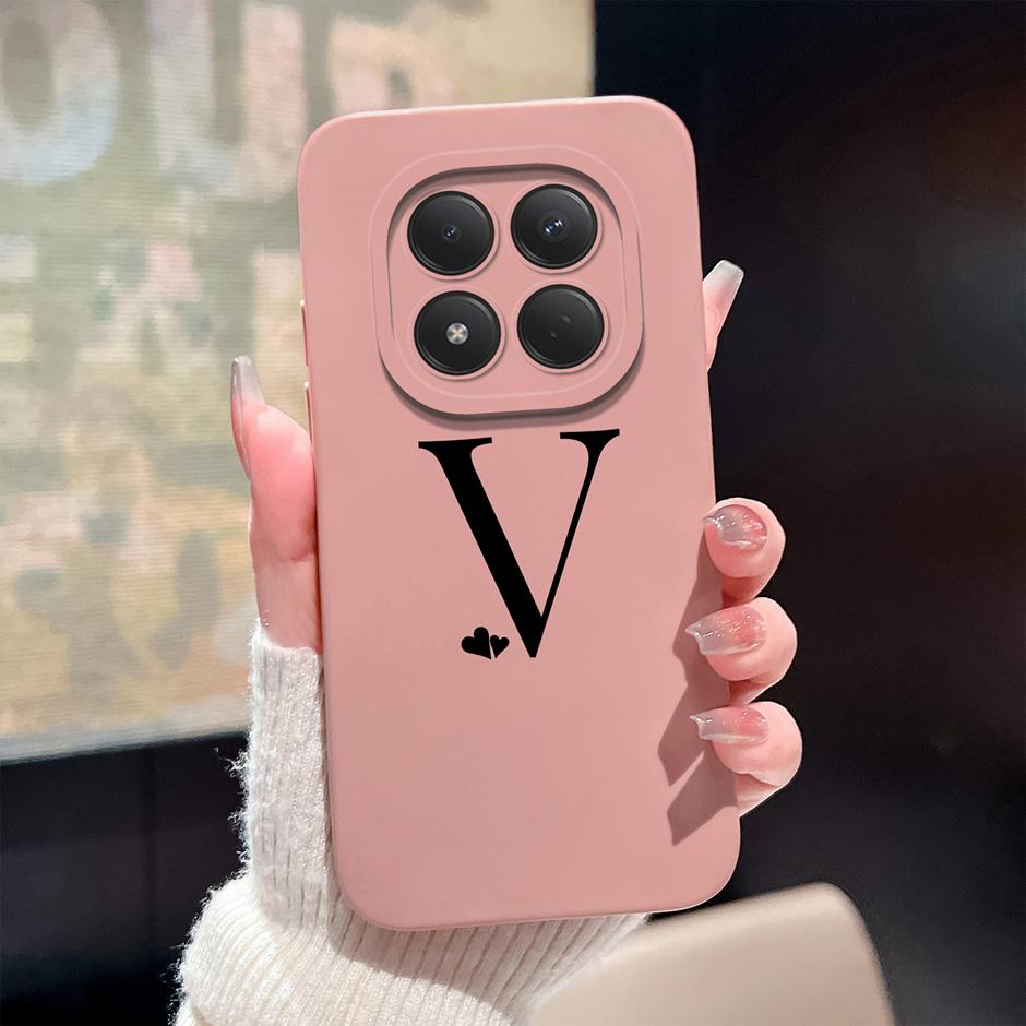 For Redmi Note 15 Pro 4G 5G Cases Simplicity 26 Letters Shockproof Liquid Silicone Cover For RedmiNote15 RedmiNote15Pro Fundas