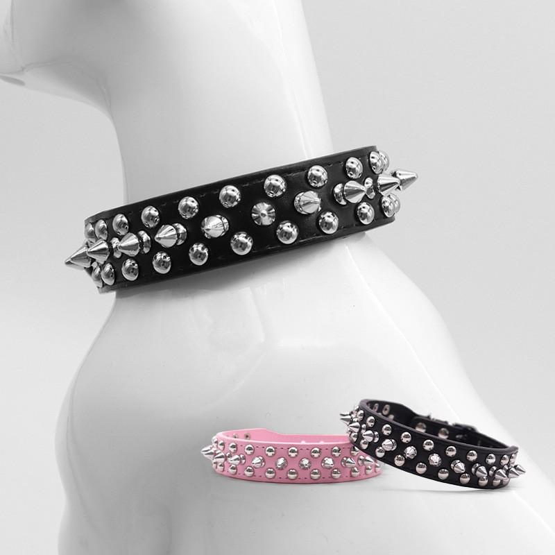PU Dog Collar Adjustable Medium Large Dogs Durable Pet Neck Strap Daily Use