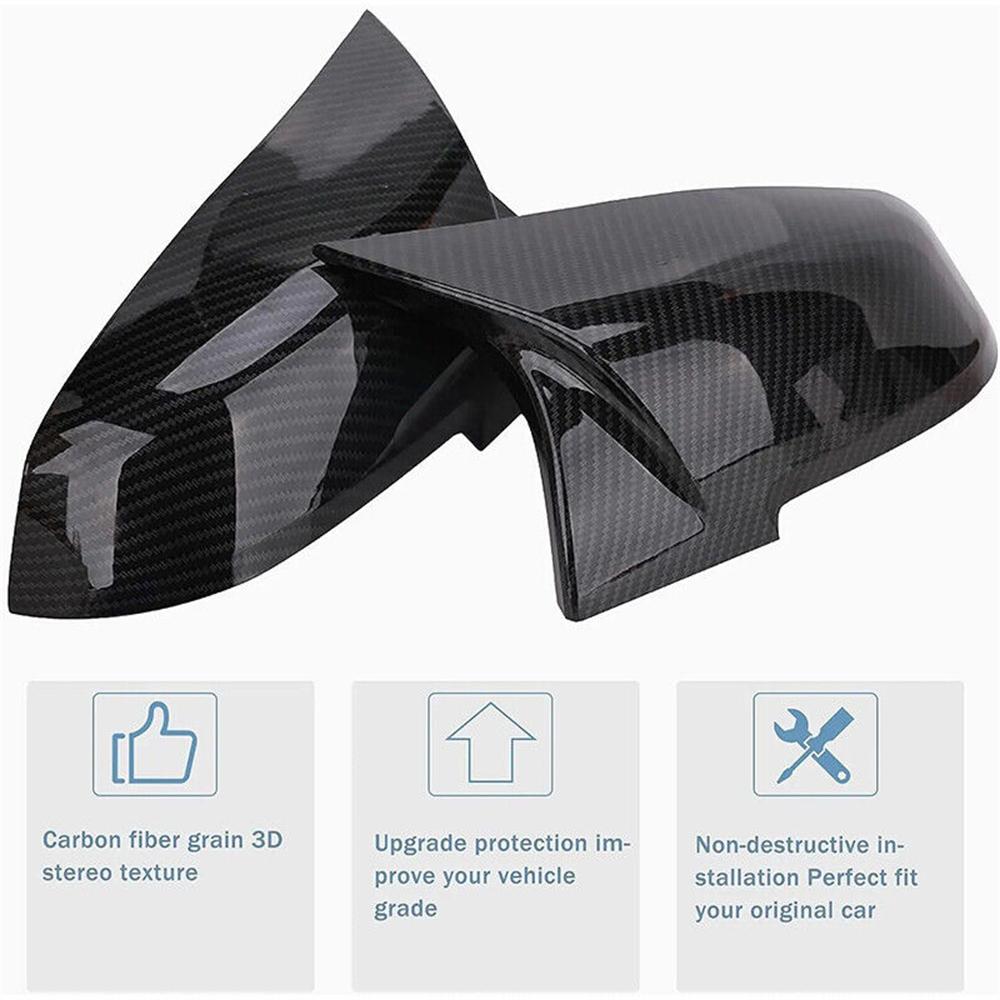 2x Carbon Fiber Look Side Mirror Cover Cap For BMW 1 2 3 4 Series X1 51162222543