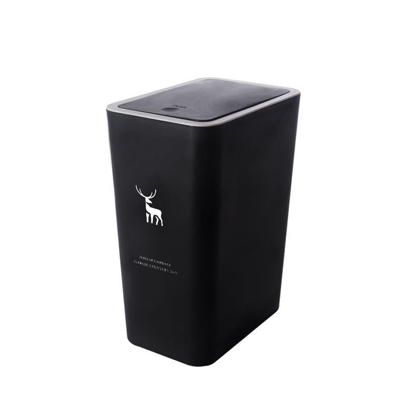 Luxurious Press-Lid Large Capacity Plastic Trash Can for Home, Kitchen, Bathroom, and Living Room