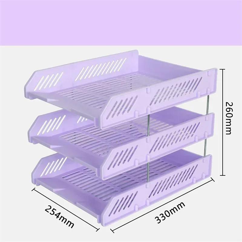 3 Tier Stackable Desk Organizer Paper Letter Tray, Desktop Tidy File Document Rack Storage Accessories for Office