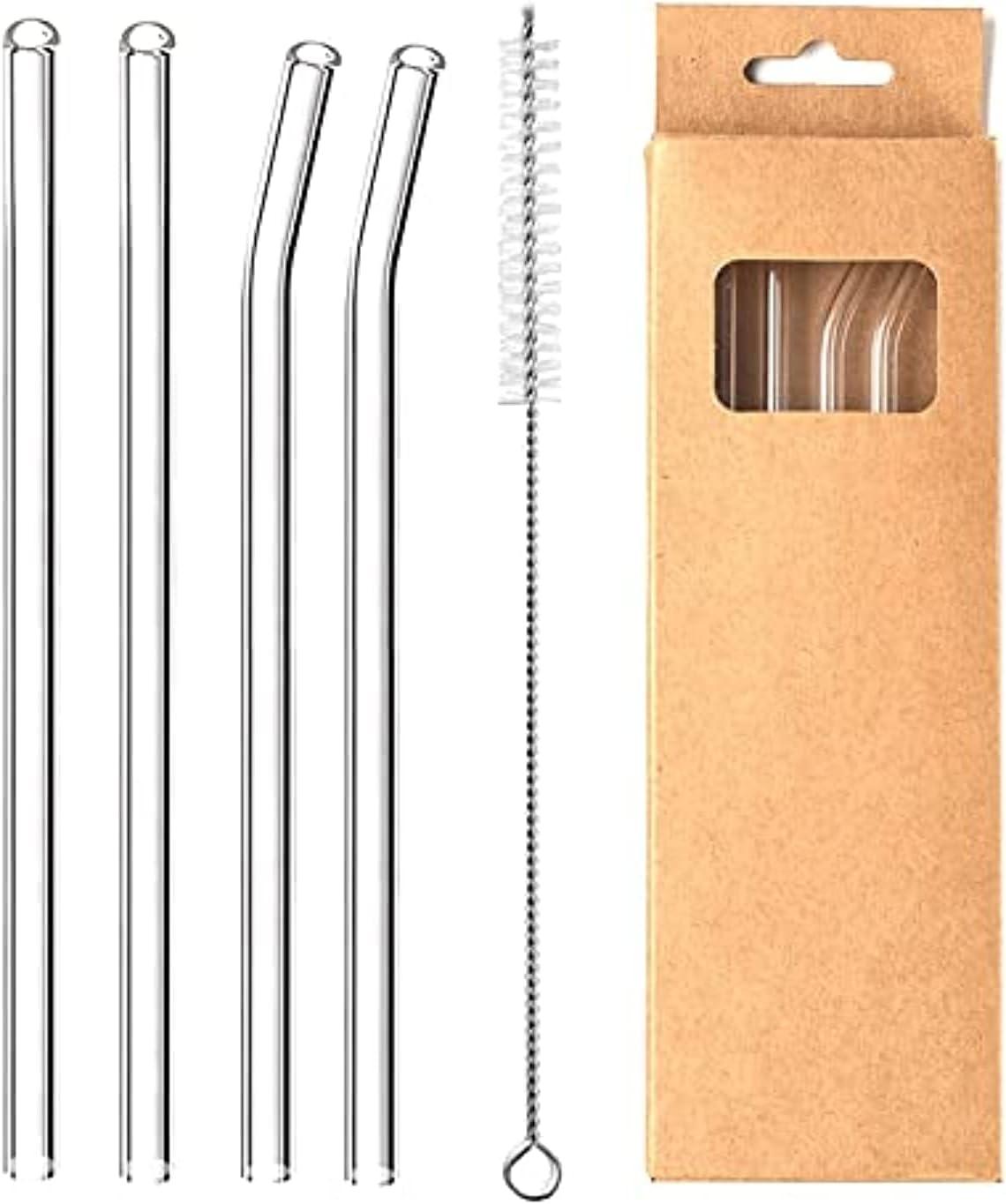 

Reusable Glass Straws Straight Bent Glass Drinking Straws with Cleaning Brush BPA Free Eco Friendly Glass Straws for Beverages