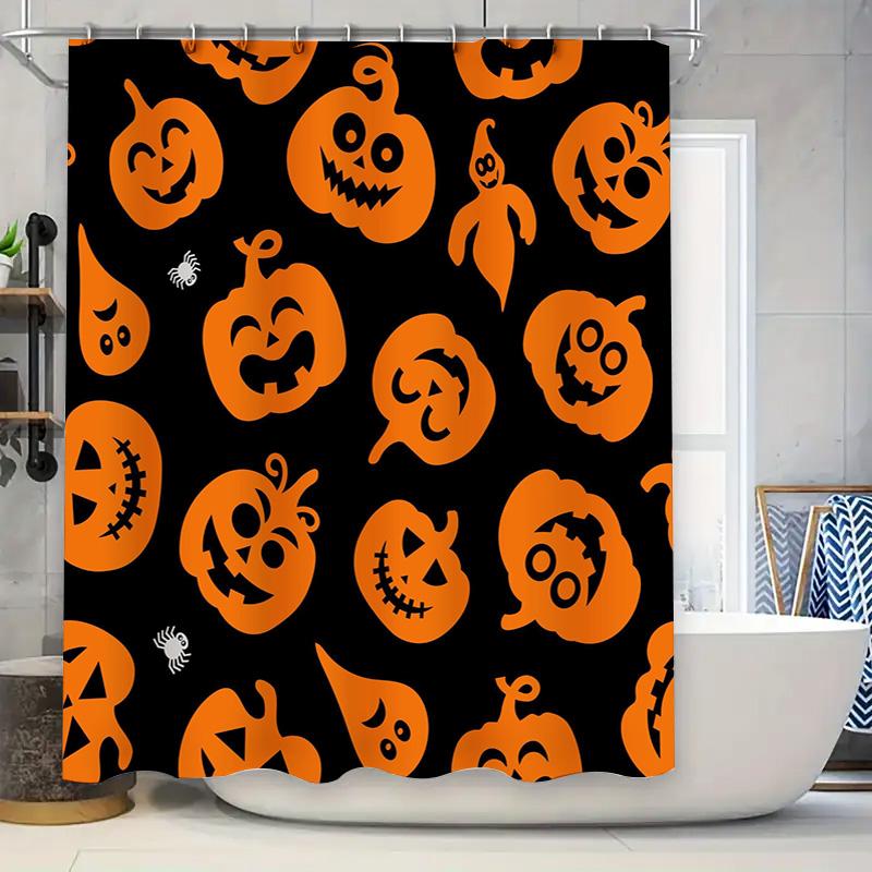

Halloween Orange Pumpkin Print Shower Curtain Waterproof Fabric Decorative Home Bath Accessories For Kitchen Bathroom 3D Printed W60H190(CM)-1 Pcs