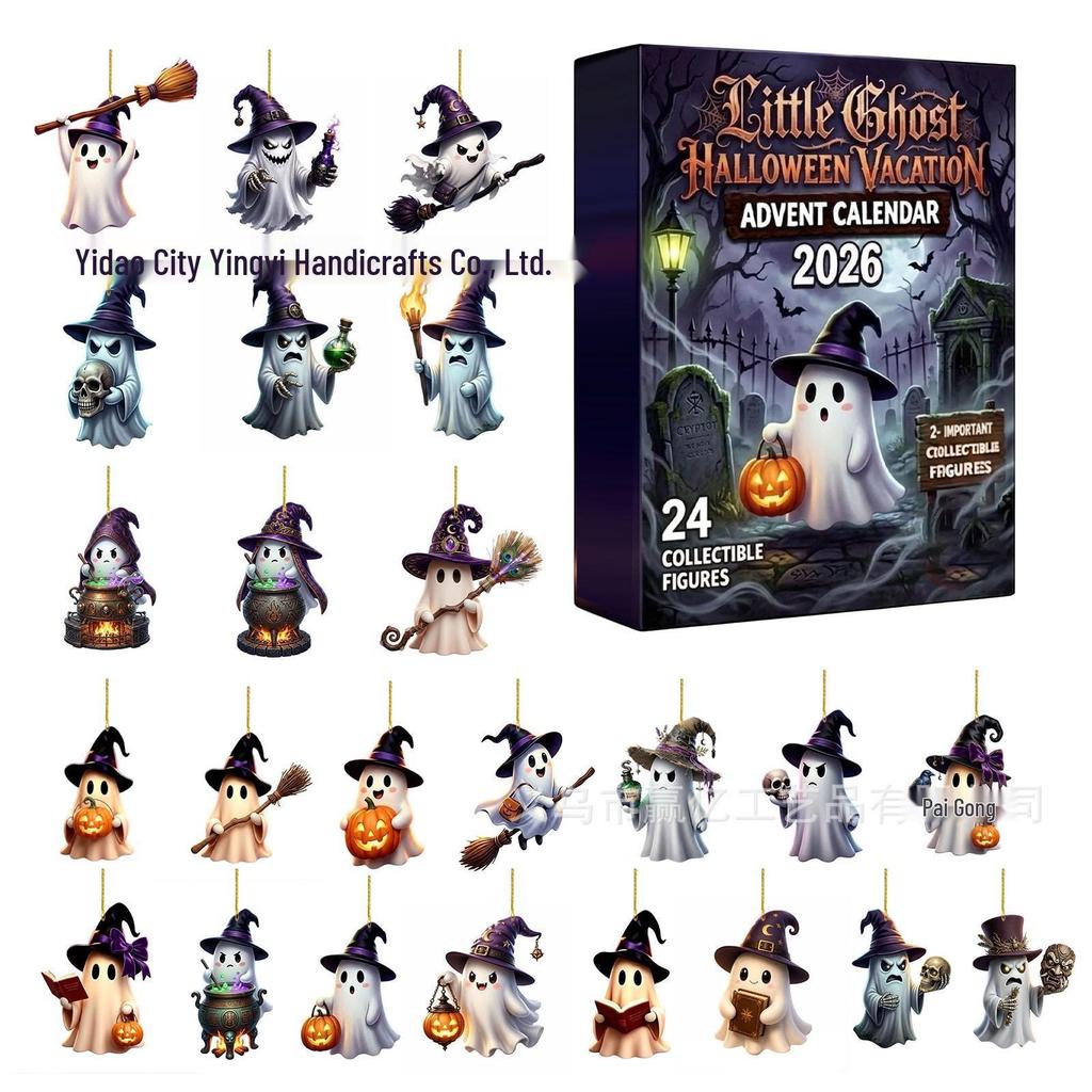 2026 Halloween Witch, Ghost & Goblin Countdown Calendar with Acrylic Pendant Blind Box
