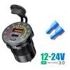 36W Dual USB Charger Socket with LED Voltmeter ON OFF Switch QC3.0 PC Type C Waterproof USB Outlet Fast Charger for 12V/24V Car