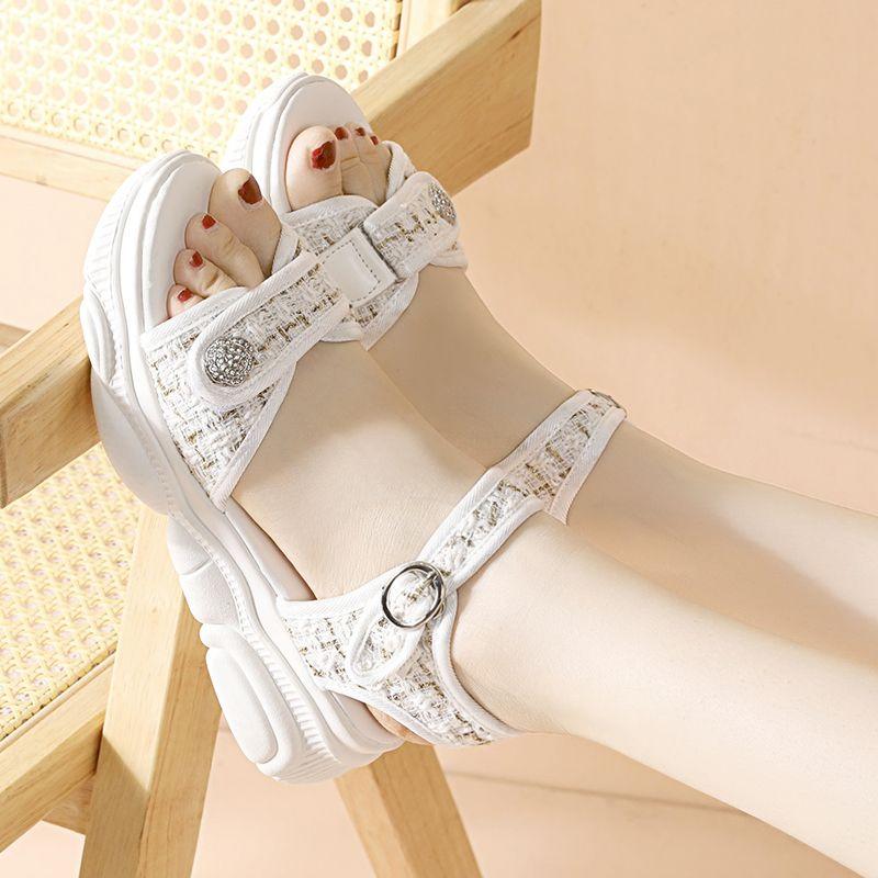 

Женские сандалии 2025 Лето Отпуск Пляжная обувь Студенческие Новые Платформа Модные сандалии 40 белый