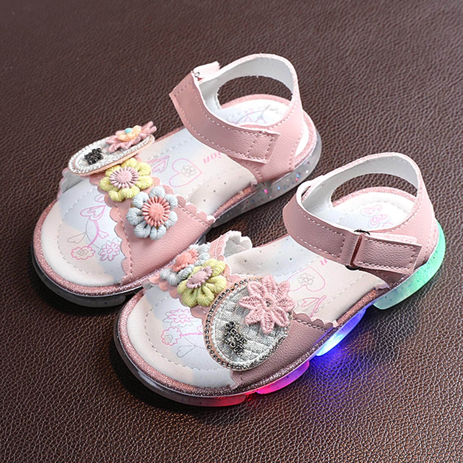 

Симпатичные светодиодные туфли принцессы для маленьких девочек, мягкие сандалии