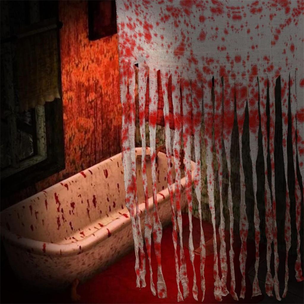 Halloween Decorative Door Curtain Blood Handprint Curtain Party Haunted House Door Pendant Horror Atmosphere Arrangement Props