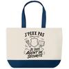 Large Blue Bottom Tote Bag I Can't I'm a Security Guard I Can't Minimalist | 170 G/m² Cotton Canvas 27 L Pocket