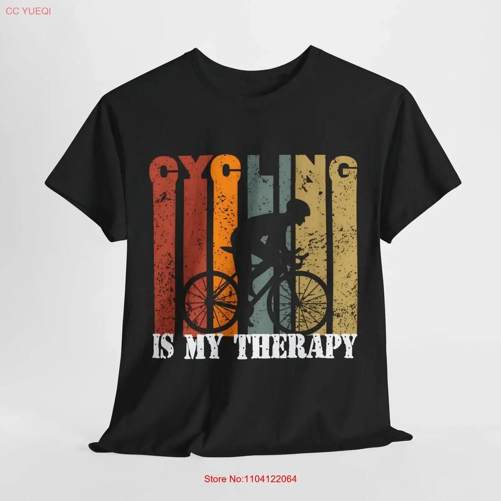 Cycling Is My Therapy T Shirt Biking Cyclist Bicycle Rider Vintage Streetwear Slightly Breathable Comfortable Soft