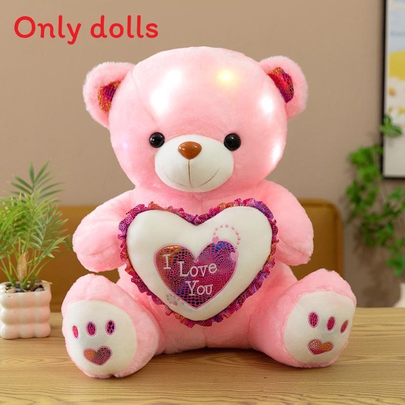 Plush Bear Gift For Valentines Day With Lighted Heart For Girls And Kids