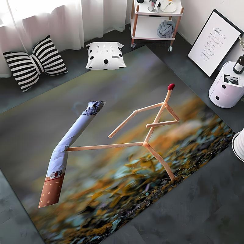 Naughty Matchstick 3D HD Cartoon Area Rug, Rugs Living Room,tapete for Bedroom Sofa Kitchen Doormat Decor,Kids Non-slipFloor Mat