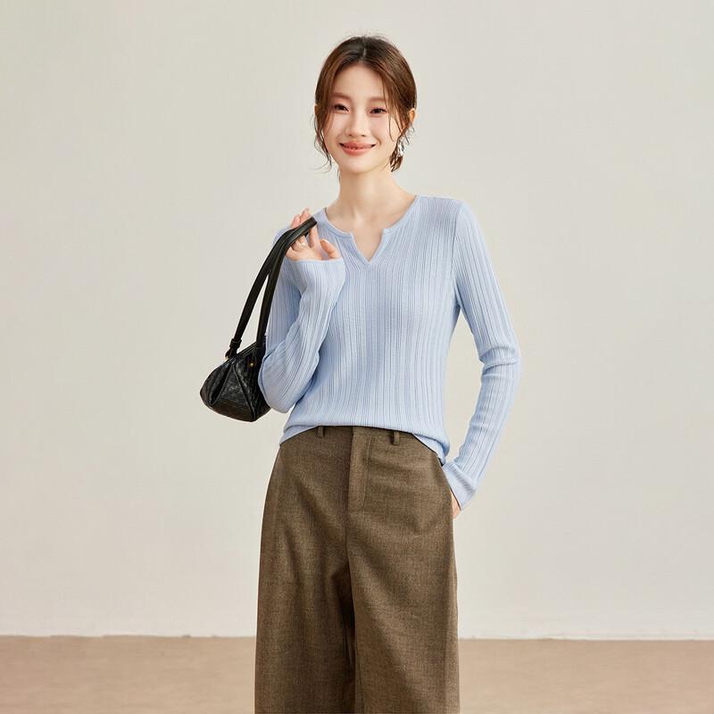 Women's Cashmere Wool Blend Soft V-Neck Knit Sweater