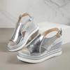 Peep Toe Wedge Sandals Women Summer Back Strap Buckle Platform Sandles Woman Fashion Thick Sole Sandalias Roman Shoes 2024