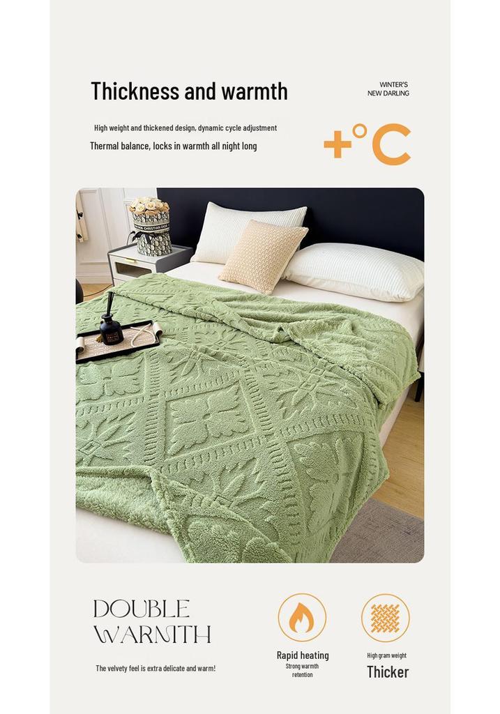 Double-Sided Velvet Cloud Mink Flannel Jacquard Blanket - Multifunctional Throw Gift.