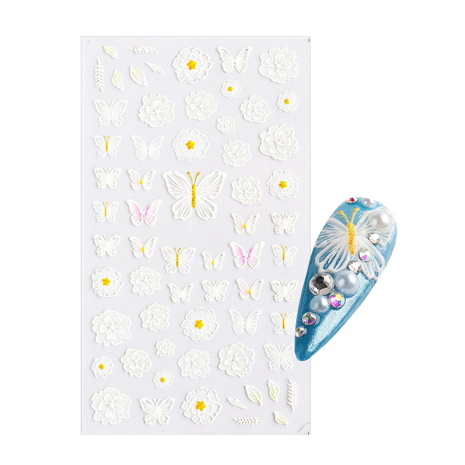 

Роскошные женские наклейки для ногтей, кружевной дизайн, 5D гравировка, украшение для ногтей, маникюр, белые розы, кончики цветов 5