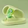 Boys Girls Slippers Summer Comfortable Cartoon Dinosaur Open Toe Non- Shoes Toddler Soft Shower Flip Flops,Green,3.5-4 Years