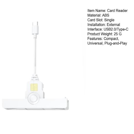 Type-C Smart Card Reader Plug-and-Play Card Windows Portable Bank Reader for USB 2 Chip Card Reader