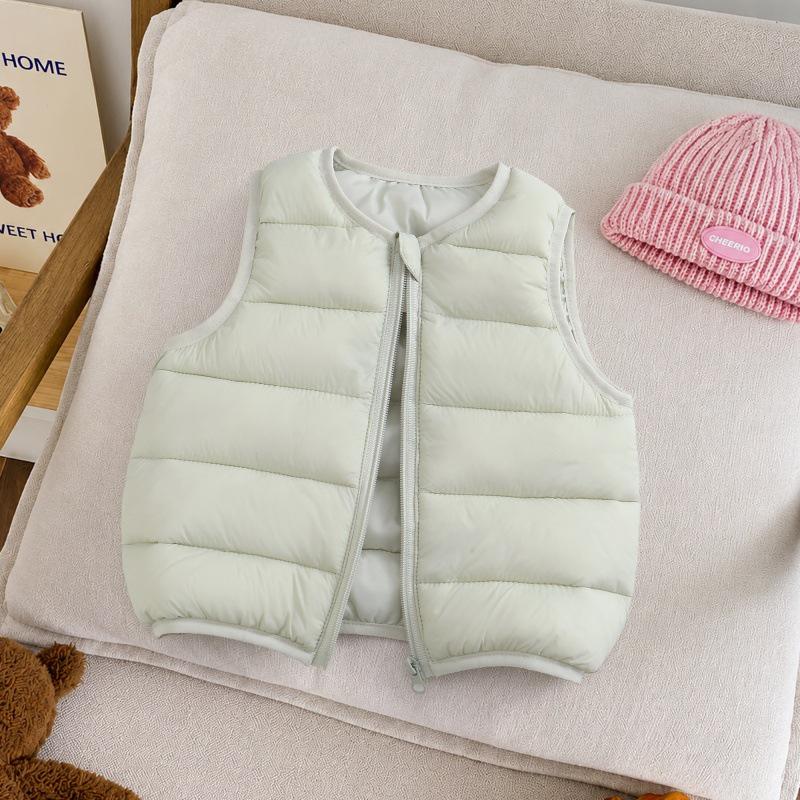 2026 Autumn/Winter Kids' Lightweight Cotton Vest: Unisex Korean Style Warm Solid Color Cape for Toddlers
