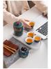 Ancient Charm Ceramic Travel Tea Set: Quick-Brew Pot with Three Cups for Outdoor Use - Customizable Logo Gift