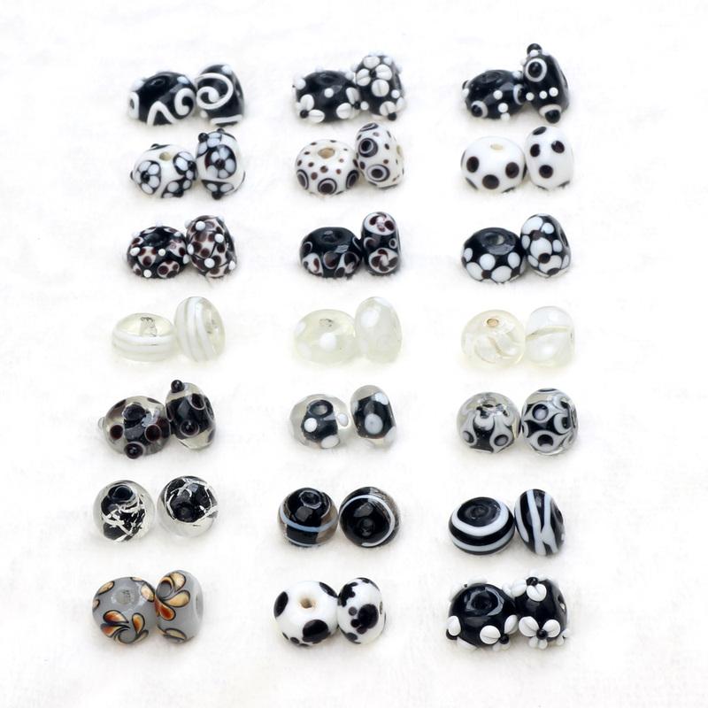 Black Color Series 2/4/6PCS/LOT Mixed Style Handmade Lampwork Glass Beads For Crafts Charm Bracelets/Earring DIY Jewelry Making