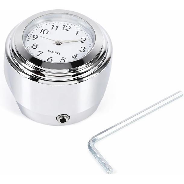 Universal Motorcycle Handlebar Clock Digital White Motorbike Handlebar Clock Watch for Most of The Motorcycle with 7/8 -1  Handlebar Mount