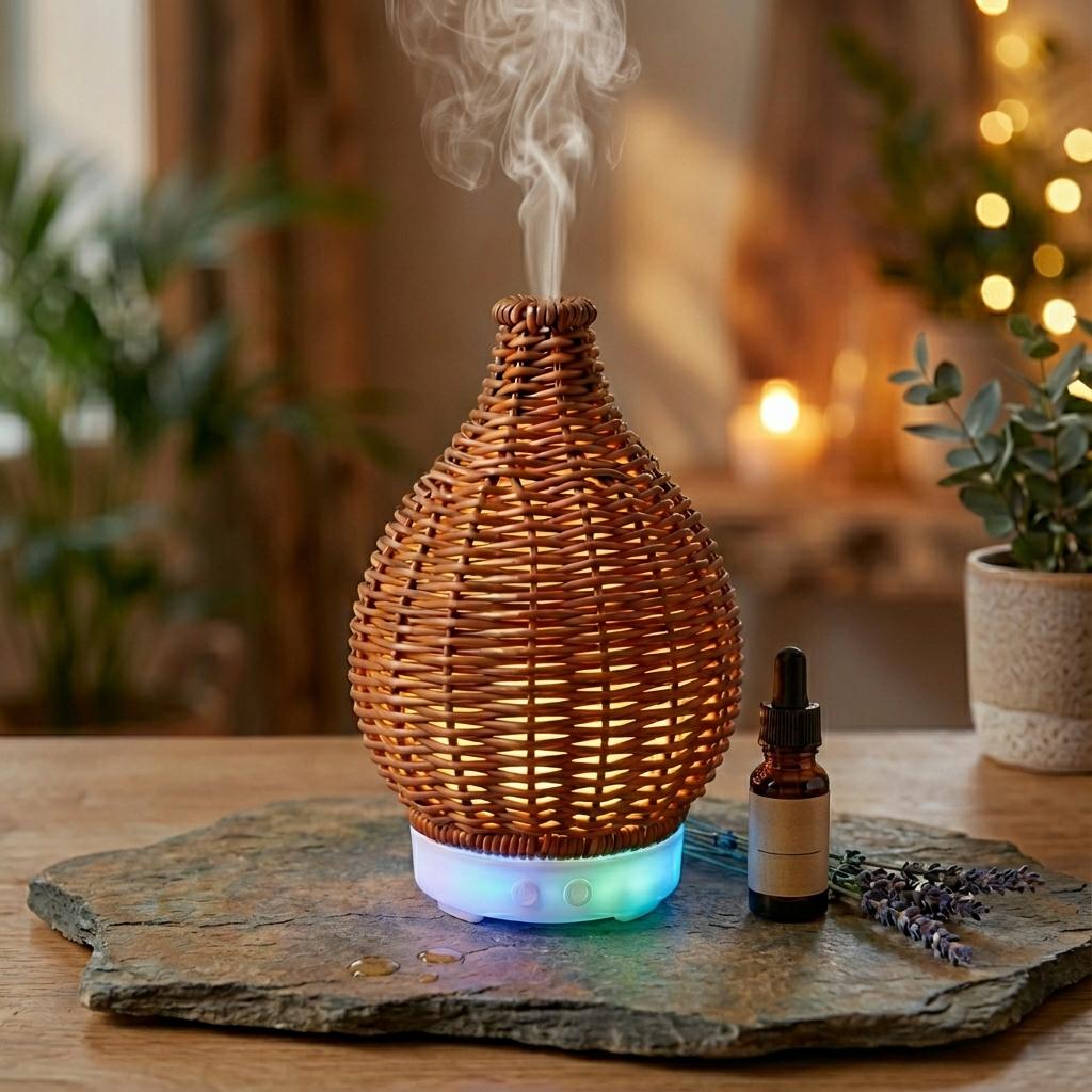Dyfuzor olejkowy aroma folk eco - ultradźwiękowa aromaterapia i nawilżanie powietrza - profesjonalny, do domu i biura - 130 ml