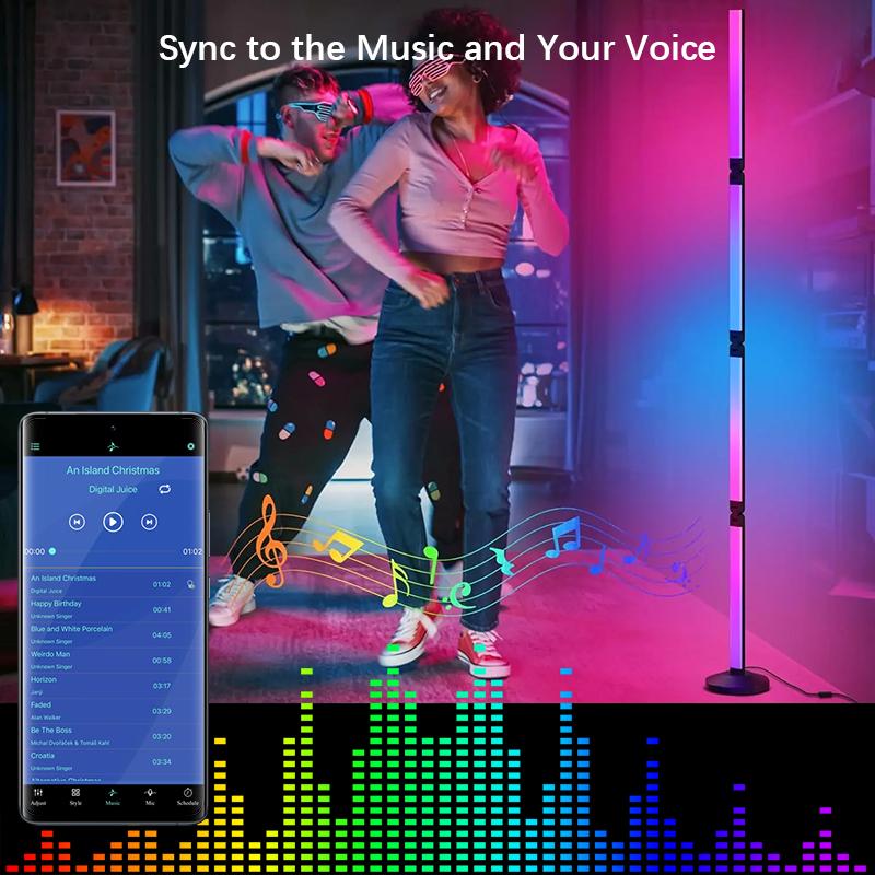 Floor Lamp LED with Remote Control, Voice & App Control, Music Sync, Smart RGB Floor Lamp for Gift Party E-sport Home Decor