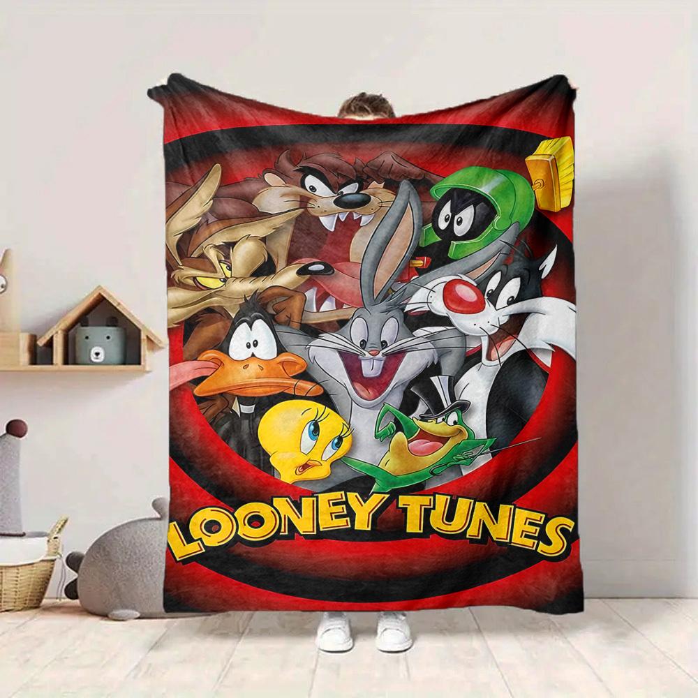 1pc Cartoon Character Looney Tunes Flannel Throw Blanket - Lightweight Soft Warm All-Season Blanket for Sofa, Bed, Travel, Camping  L1029078