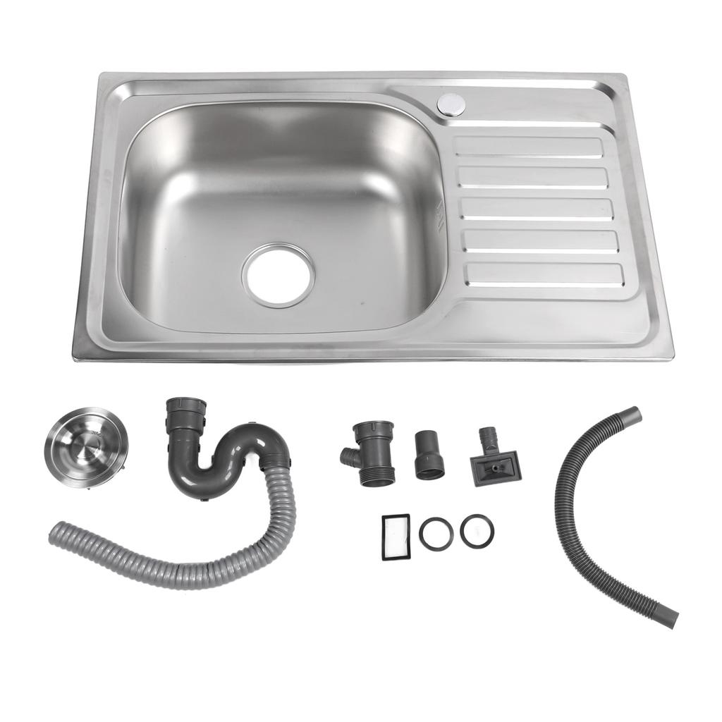 Single Slot Kitchen Sink with Deep Draining Baske 304 Stainless Steel Large Bowl Top Mount Deep Sink Anti Clogging for Home Bar