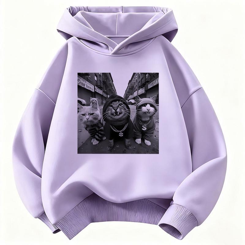 Y2k Streetwear Hip Hop Cat Cartoon Design Children's Sweatshirt Cute Hoody for Boys Girls Autumn Winter Casual Hoodies