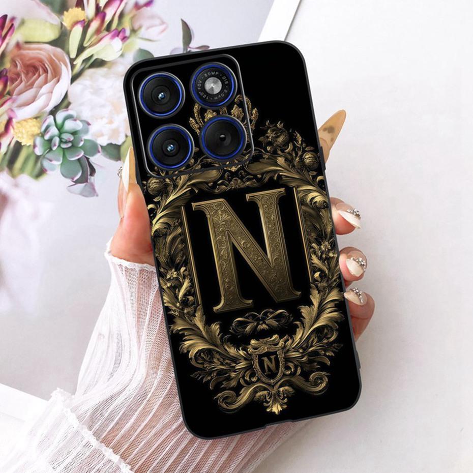 Fashion Crown Letter Case For Motorola Edge 70 / Moto X70 Air 5G Soft Black Silicone Back Cover For Motorola Edge70 Phone Cases