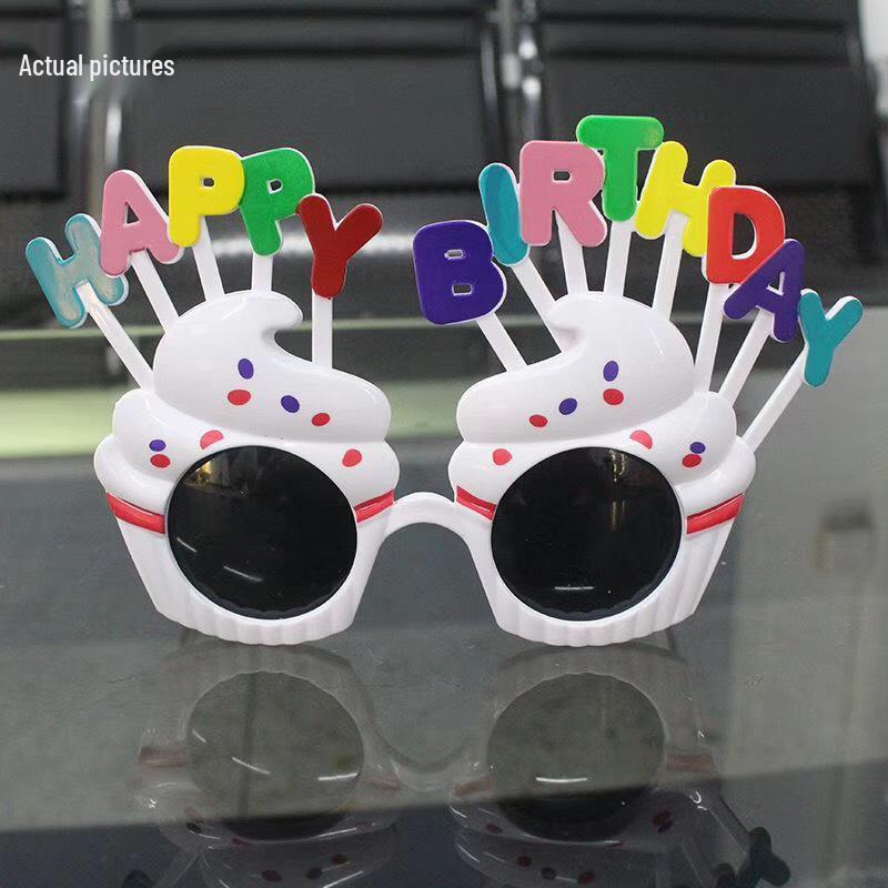 Creative Party Photo Props: Funny Cake & Christmas Birthday Glasses