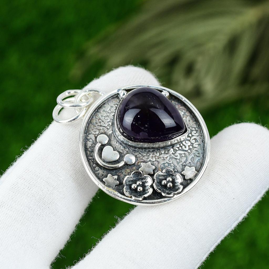 Gift For Her 925 Sterling Silver Natural Star Amethyst Gemstone Jewelry Pendant