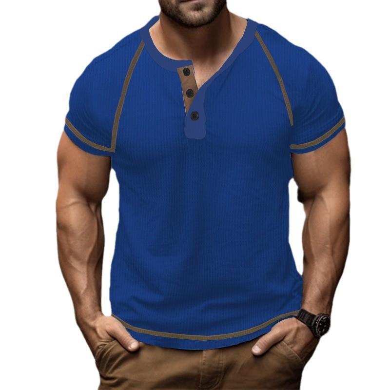Solid Color Houlder Short Sleeve Men's T-shirt