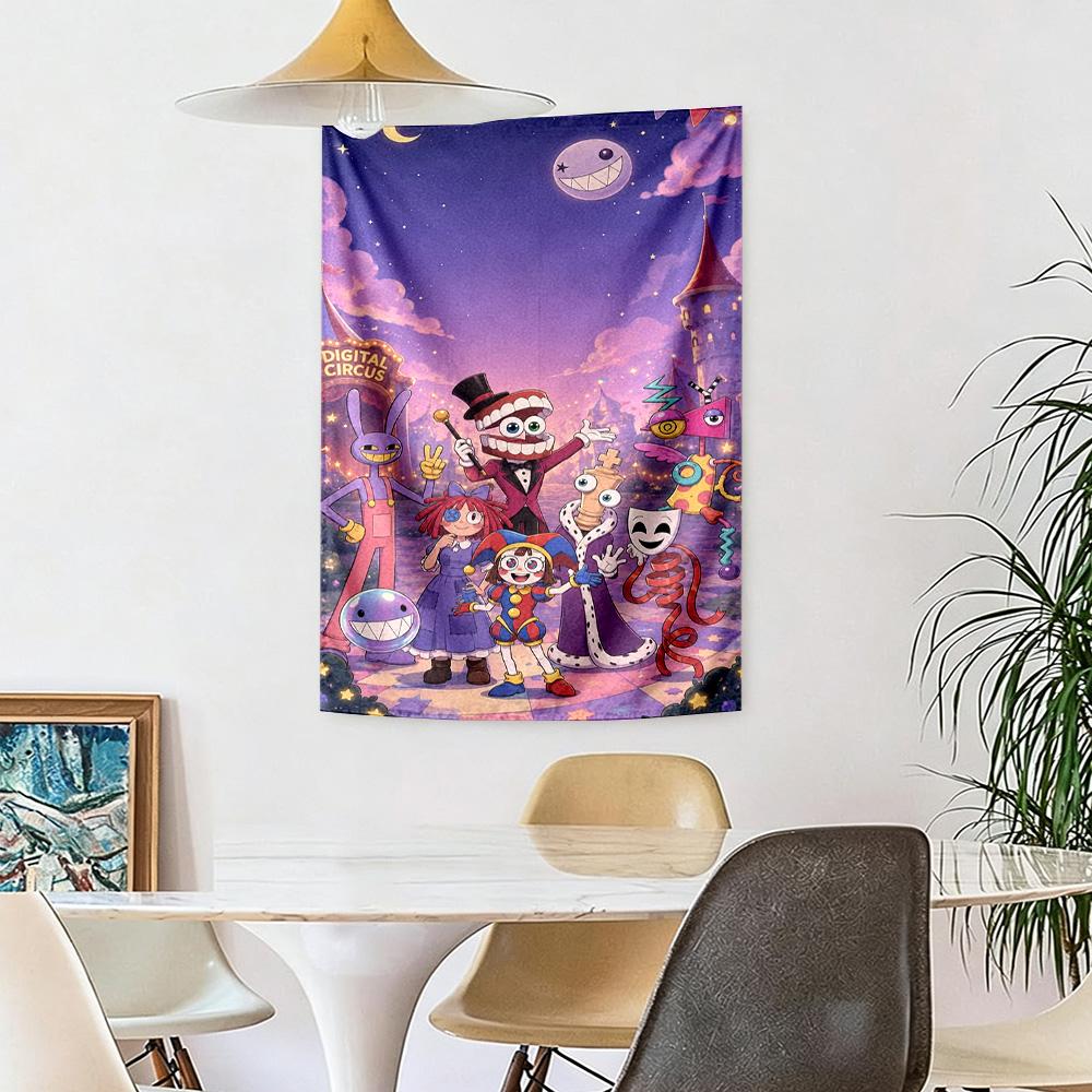 Digital Circus Wall Decor Tapestry Art For Pet Memorial Birthdaywedding Party Backdrop Family Gift