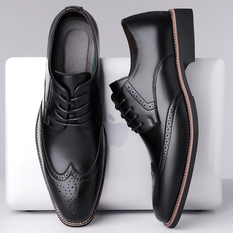 Men Formal Dress Shoe Black Leather Shoes Men Lace Up Point Toe Business Casual Shoes for Men Wedding Party Office shoes