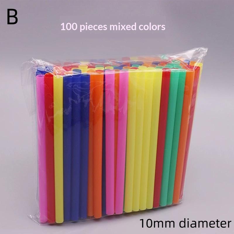 100Pack Colorful Reusable Pp Wide Straws For Milk Tea Shakes & Popsicles Food-Safe Durable Drink Accessories